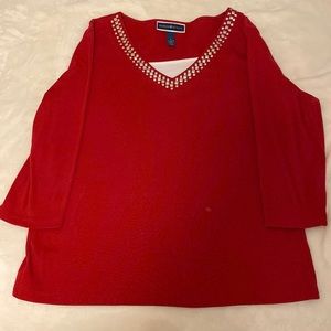 Misses red V-Neck Top Size Large